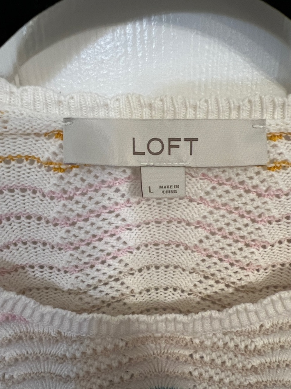 LOFT Colorful Scallop Pointelle Half Sleeve Sweater - Picture 4 of 6